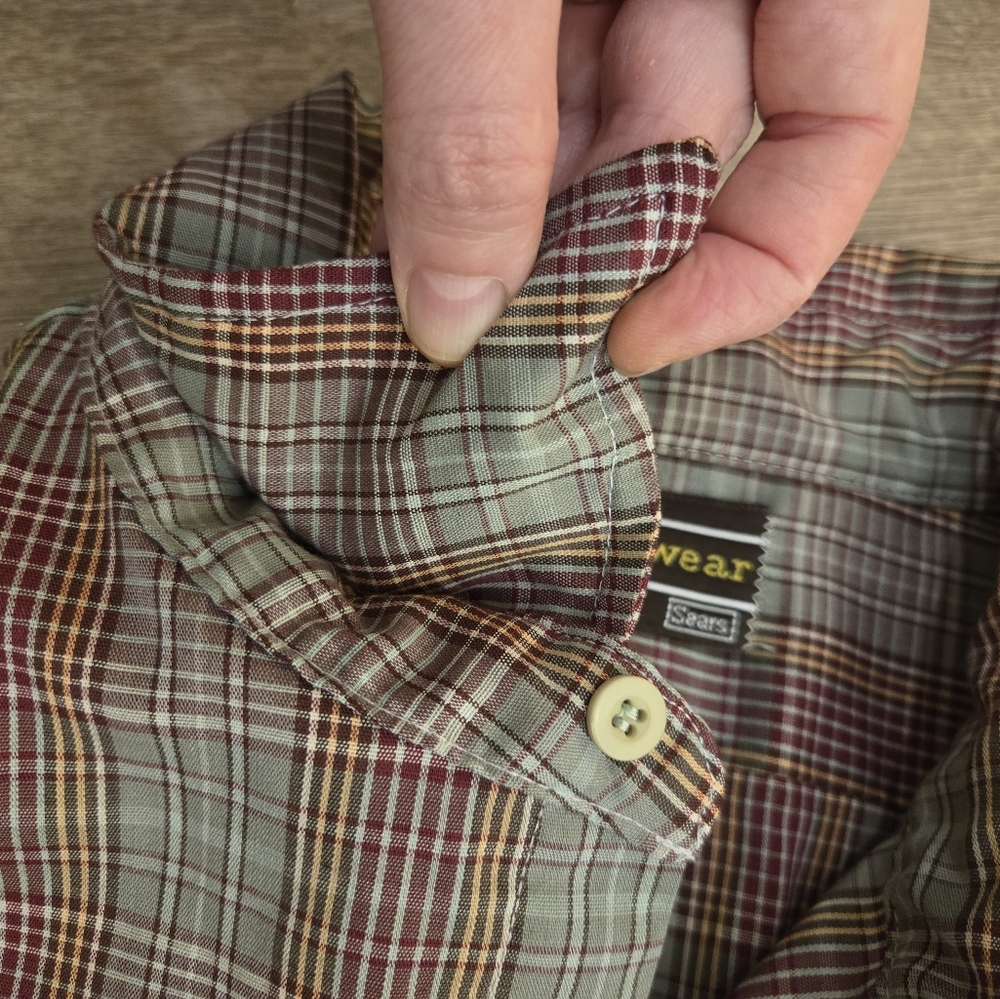Vintage 70s Sears Sportswear Westfall Plaid Button Down Shirt Shirt Mens XL - Picture 5 of 11